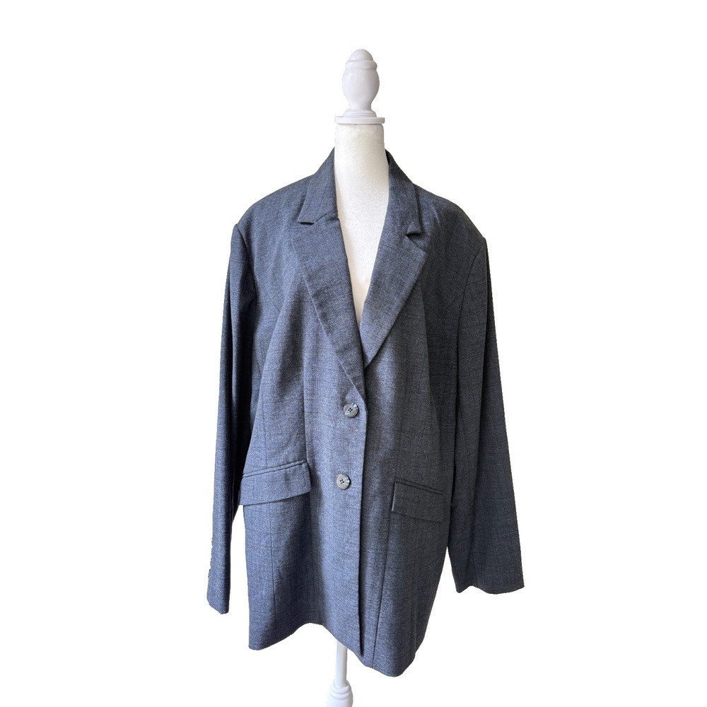 Sejour Women's 24W Gray Blazer Jacket 2 Button Long Sleeve Lined Workwear Career